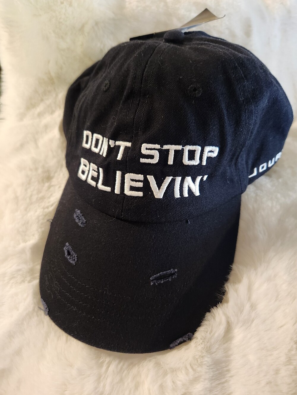Journey "Don't Stop Believin'" Black Embroidered Baseball Cap
